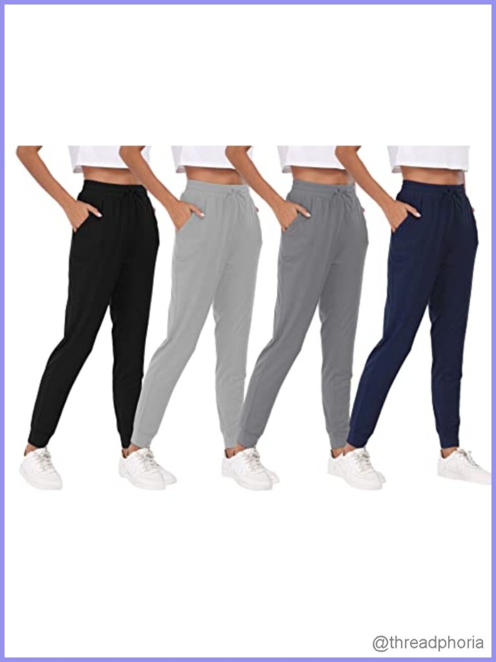 Lightweight Joggers for Women with Pockets High Rise Tapered